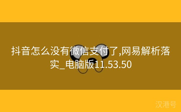 抖音怎么没有微信支付了,网易解析落实_电脑版11.53.50