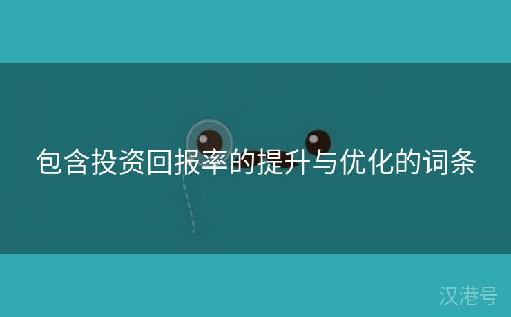 包含投资回报率的提升与优化的词条