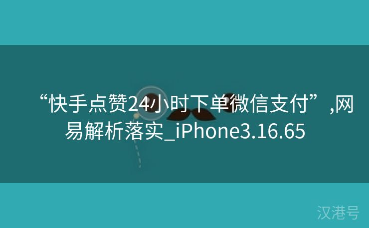 “快手点赞24小时下单微信支付”,网易解析落实_iPhone3.16.65