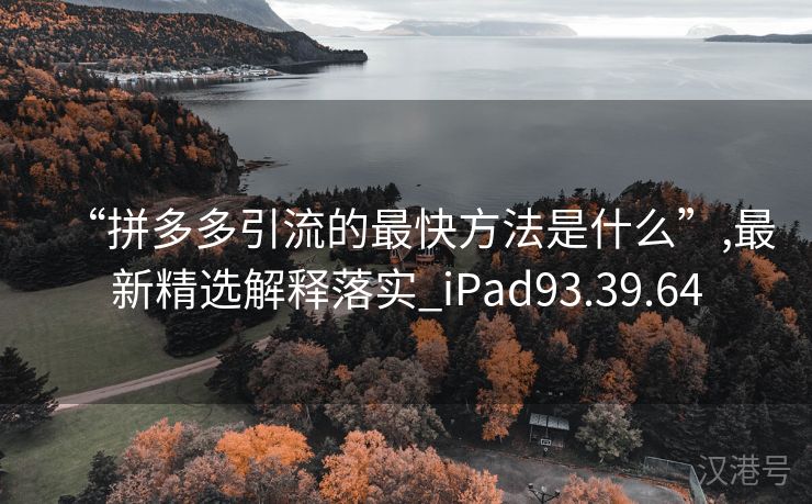 “拼多多引流的最快方法是什么”,最新精选解释落实_iPad93.39.64