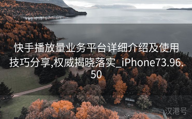 快手播放量业务平台详细介绍及使用技巧分享,权威揭晓落实_iPhone73.96.50