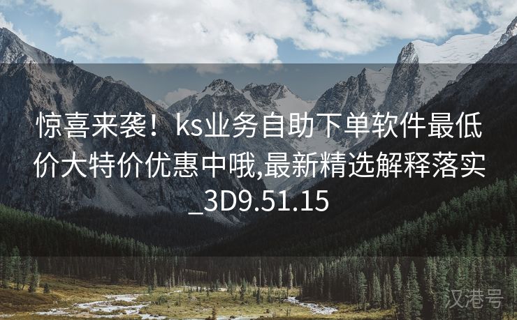 惊喜来袭！ks业务自助下单软件最低价大特价优惠中哦,最新精选解释落实_3D9.51.15