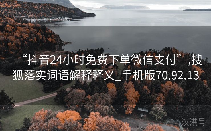 “抖音24小时免费下单微信支付”,搜狐落实词语解释释义_手机版70.92.13