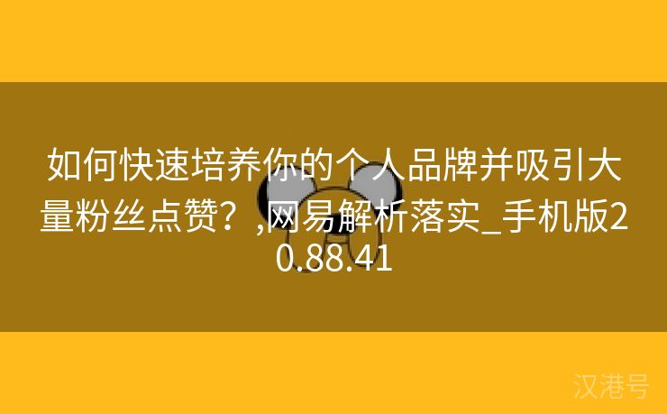 如何快速培养你的个人品牌并吸引大量粉丝点赞？,网易解析落实_手机版20.88.41