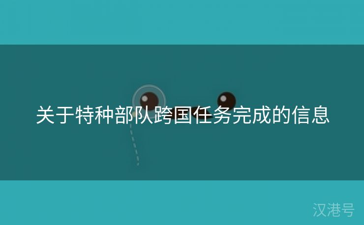 关于特种部队跨国任务完成的信息